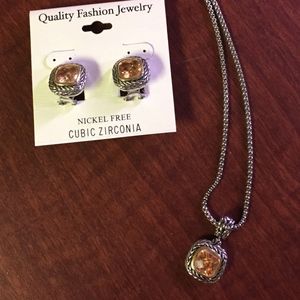 Cubic zirconia necklace/earring set